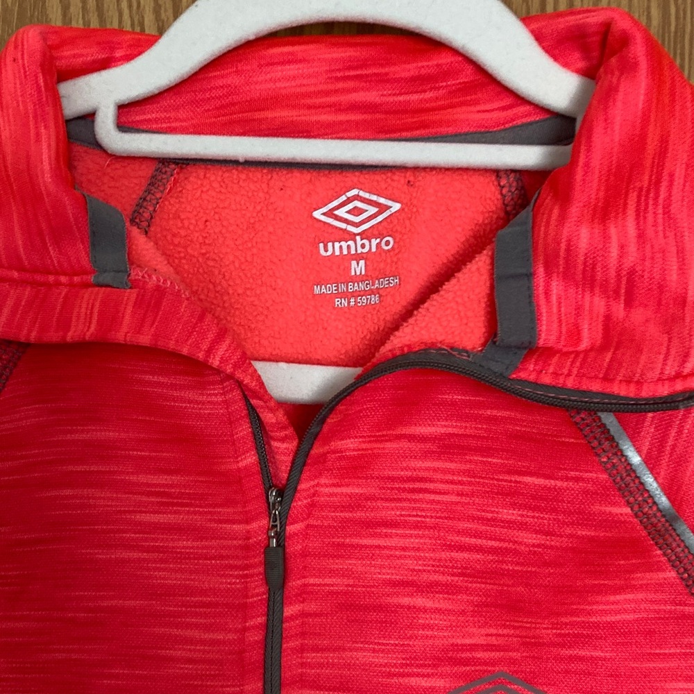 Umbro Pink and Gray Quarter-Zip Pullover - Picture 2 of 4